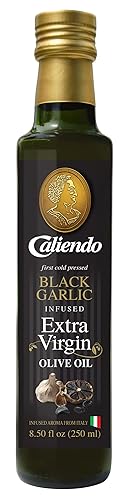Caliendo Aceite de oliva extra virgen extra con infusión de ajo negro de alta calidad, italiano auténtico - Botella de 8.5 onzas líquidas (8.5 fl oz)