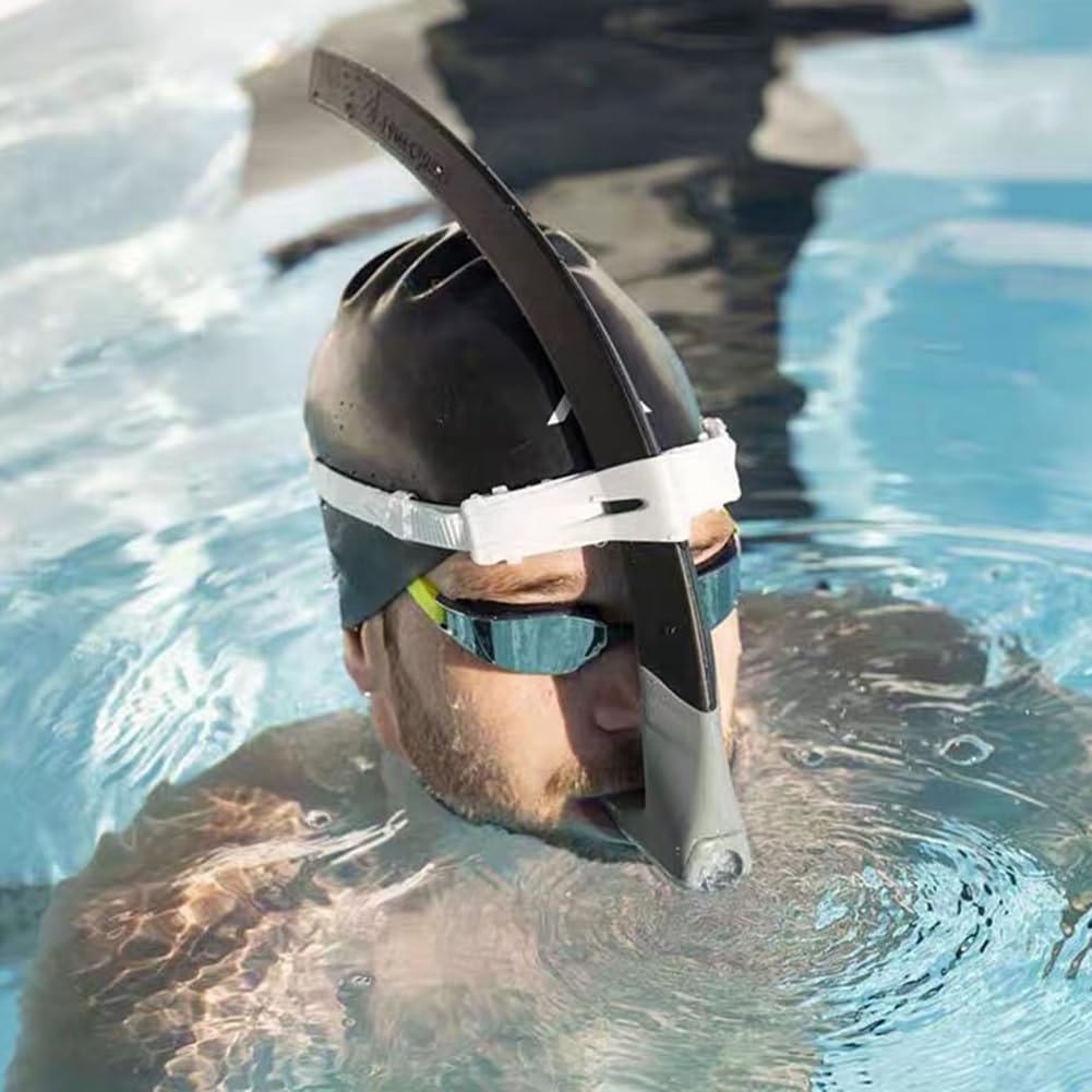 Tubo di respirazione frontale per adulti Freestyle nuoto boccaglio tubo con montaggio centrale, bocchino in silicone blu