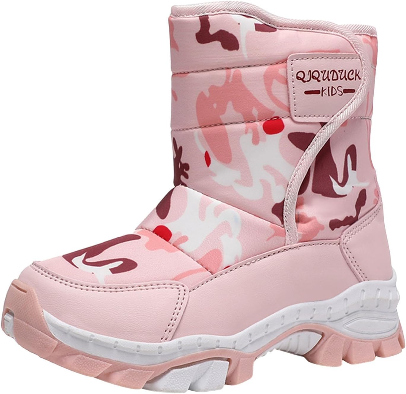 Winter Boots for Boys Girls Faux Fur Lined Mid Calf Kids Snow Shoes Warm Walking Shoes Waterproof Outdoor Cold Weather Cozy Anti-Slip Platform Lightweight Comfortable Hiking Shoes for Little/Big Kids