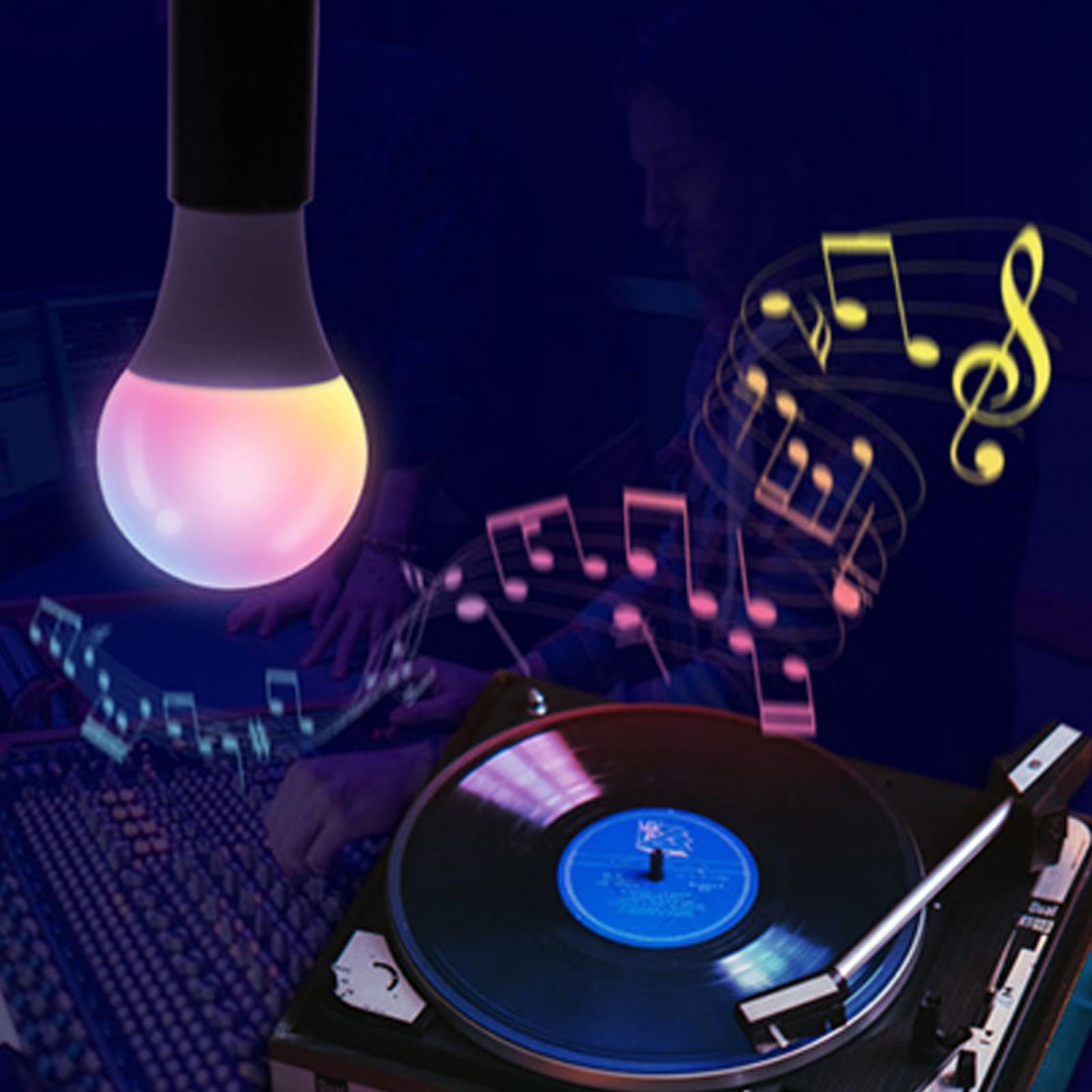 Générique Wifi Light Bulb, App-Controlled Led Bulb, Rgb Smart Bulb, Dimmable Music Bulb, Wireless LED Bulbs for Living Room Bedroom, 16 Million Colors Music Dimmable RGB Light Bulb