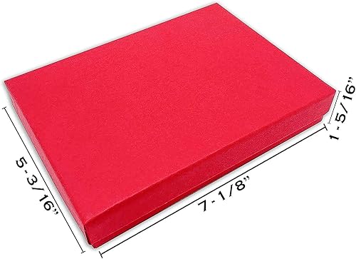 Miniatura 2 de TheDisplayGuys - Paquete de 25 cajas de cartón rellenas de algodón #75 para joyas, color rojo mate (7.1 x 5.2 x 1.3 pulgadas), para envío o