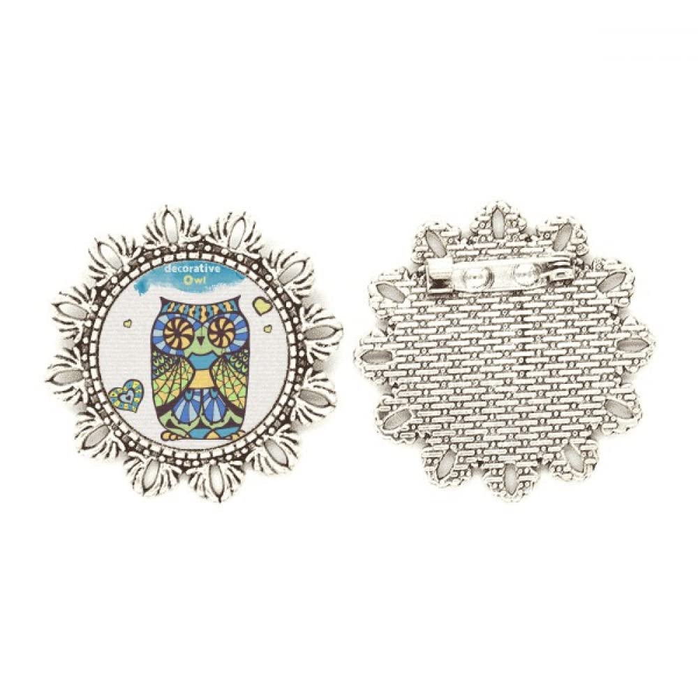 Broche de búho plateado art decó medium de metal para chaquetas 4