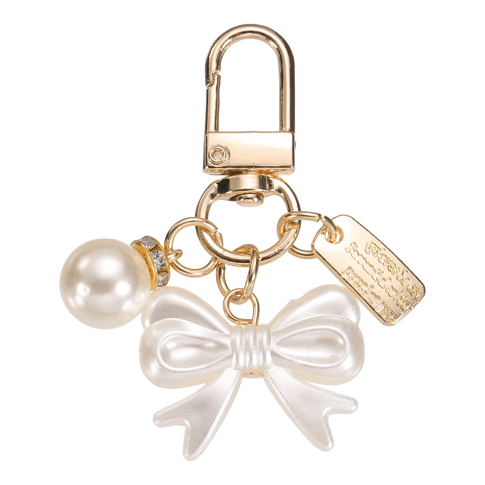 uxcell Heart Keychain Charm for Women, Metal Cute Bow Pearl Purse Bag Charm Keychain Accessories Decor for Car Backpack
