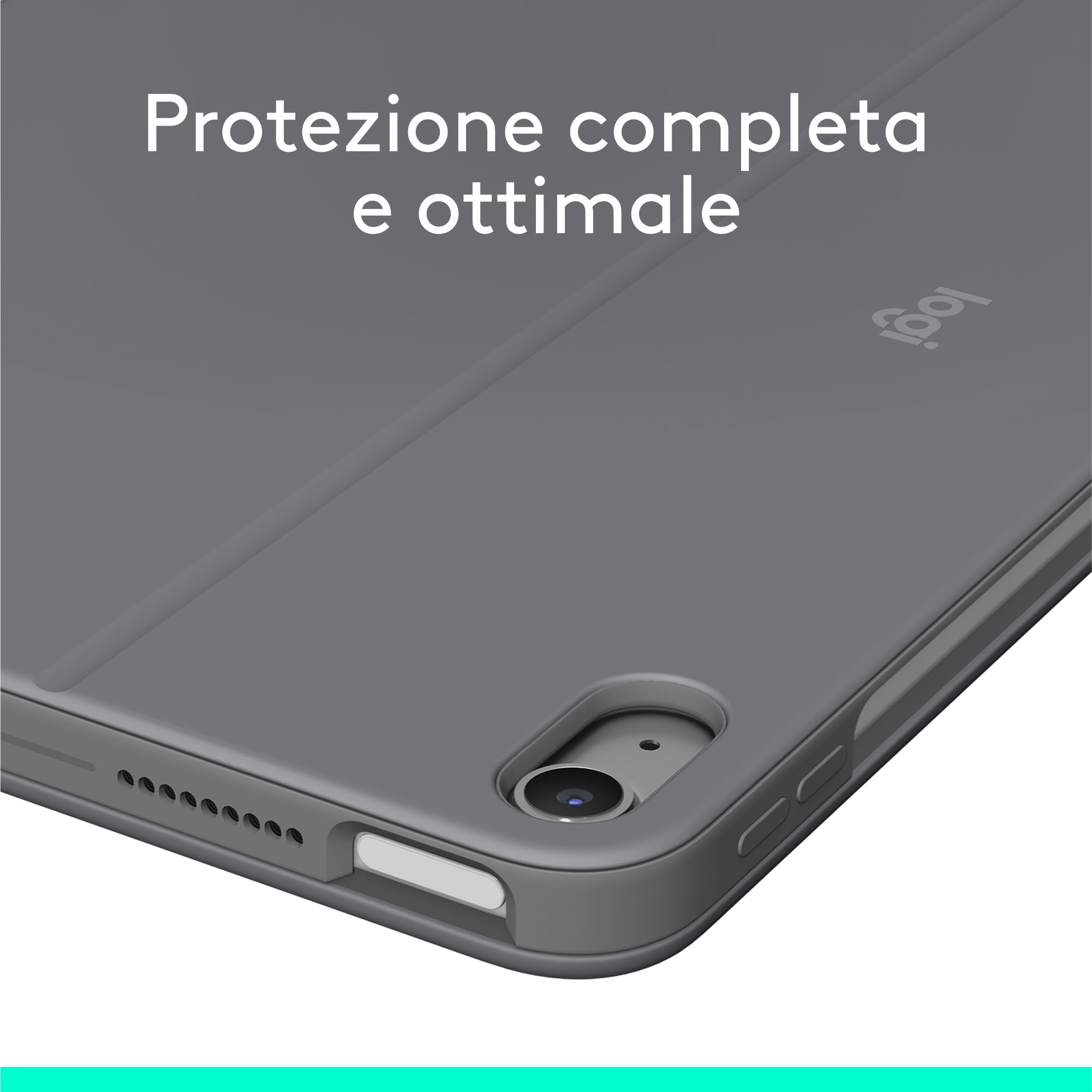 Logitech Combo Touch per iPad Air da 11 pollici (M2, M3 e M4), iPad Air (5a generazione) Custodia con tastiera - Tastiera retroilluminata staccabile con supporto - Layout Italiano QWERTY - Grigio