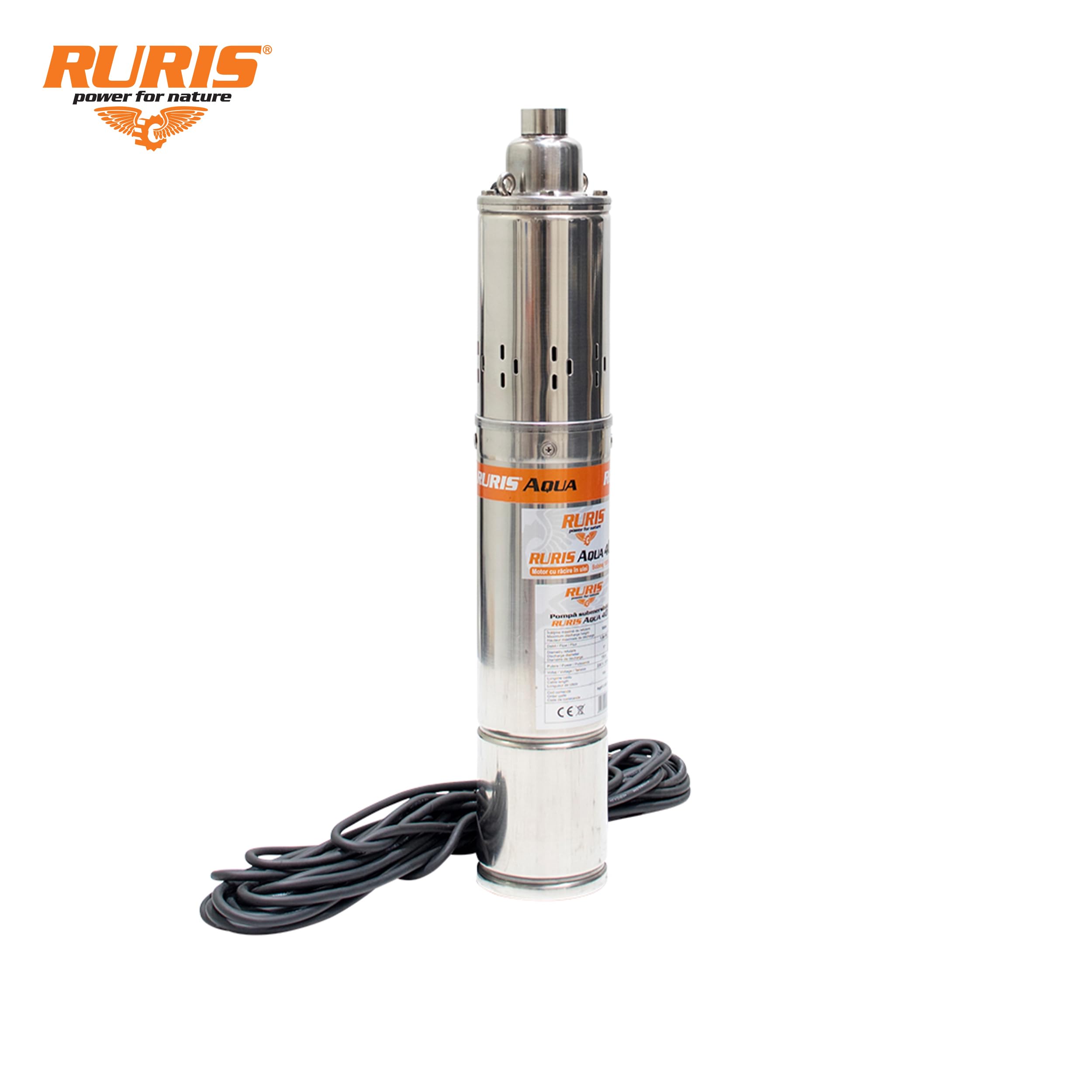 RURIS POWER FOR NATURE Pompe Submersible Aqua 40 750W Débit 1880L/H Hauteur Max 100M Câble 15M Raccord 1 Pouce Eau Propre Idéale Pour Jardin Irrigation Puits