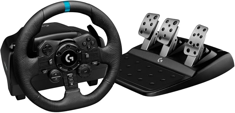 Logitech G923 Volante de carreras y pedales para PS5, PS4 y PC - Negro (renovado)
