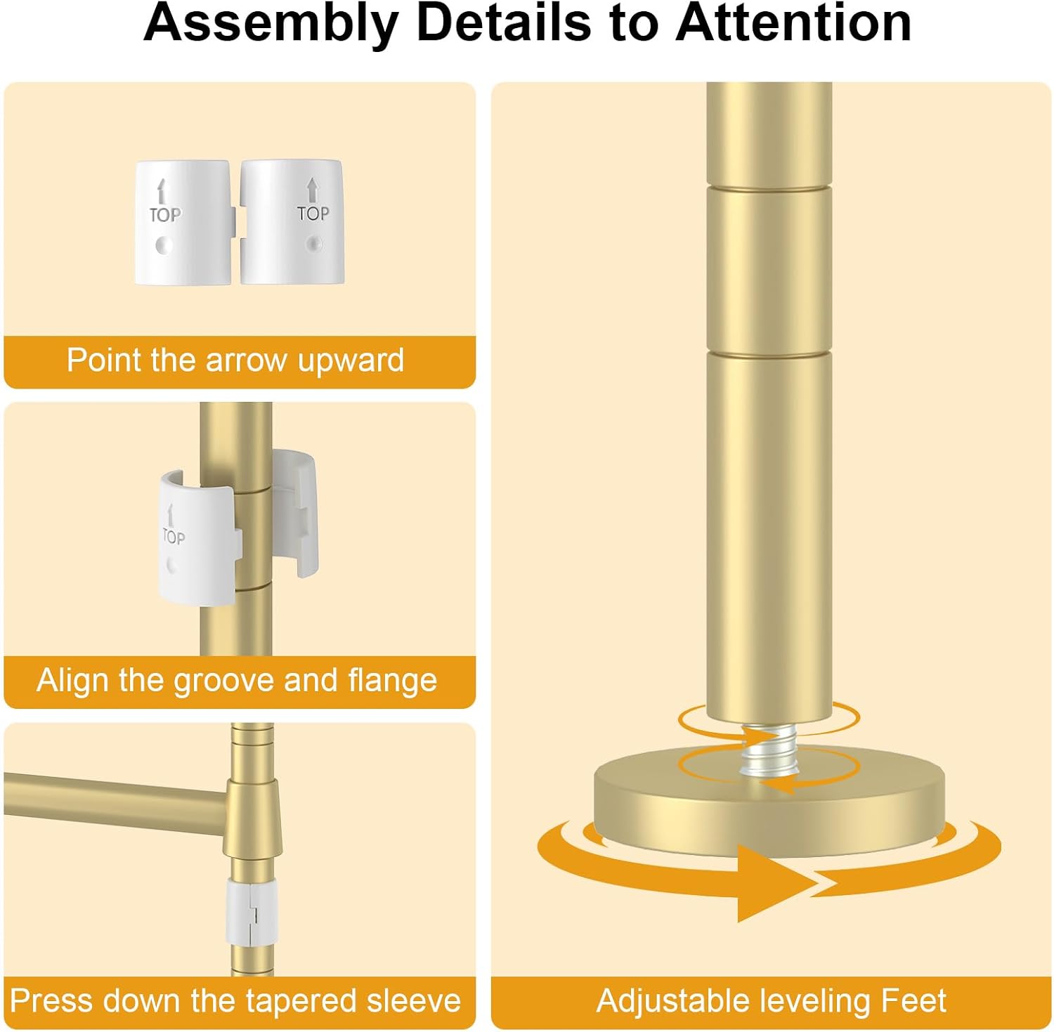 ULIFHOME M8 Wall Mount Clothes Rack, Expandable Closet Racks, Gold
