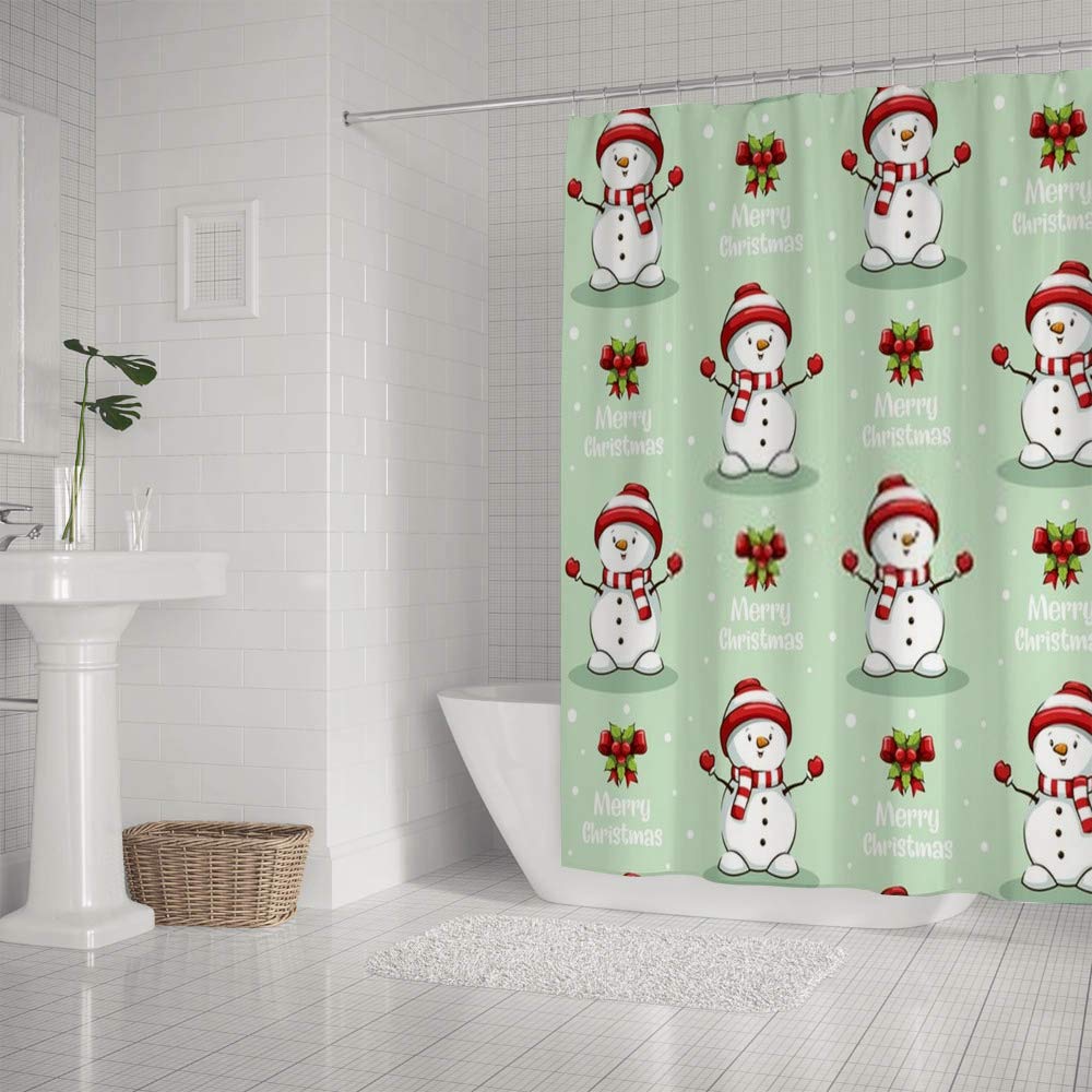 Rideau de douche bonhomme de neige 66x72 inch pour décorer votre salle de bain en hiver