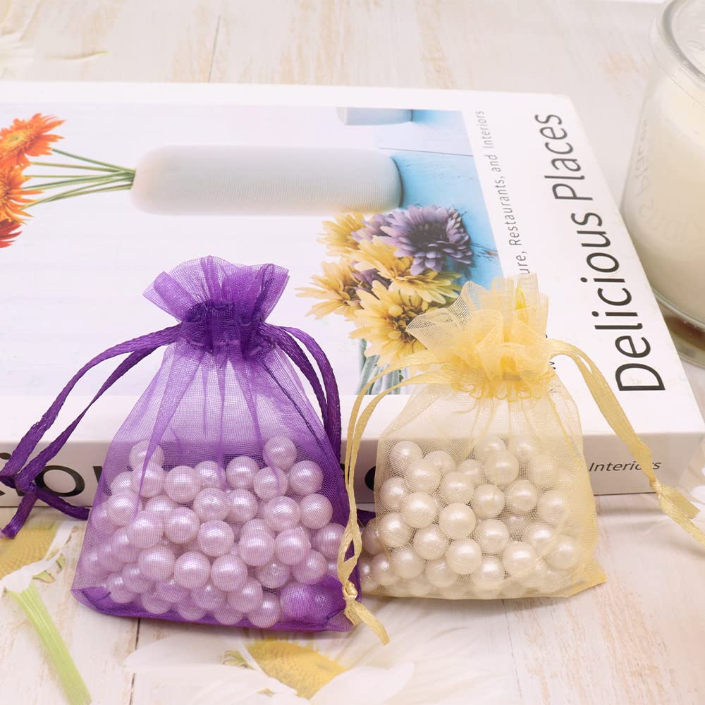 Bolsa de Organza Morado oscuro 7x9cm 100PCS Leeyunbee para Regalo Joyas Dulces