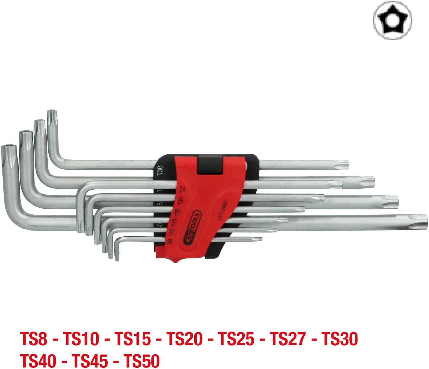 KS Tools 151.2482 Five star profile tamperproof key wrench set, long, 10 pcs