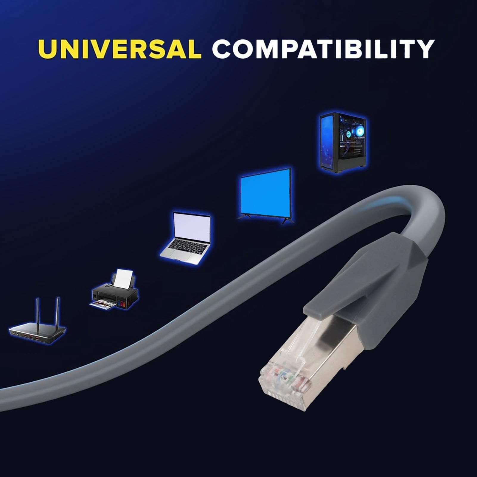 Fafeicy Remplacement pour Câble Gen3 vers RJ45, Cordon Ethernet Cat6 de 46 M avec Cuivre Massif 26 AWG, 1200 Mbps Plug and Play Résistant aux Intempéries pour Antenne Gen3 de Jeu en Streaming en