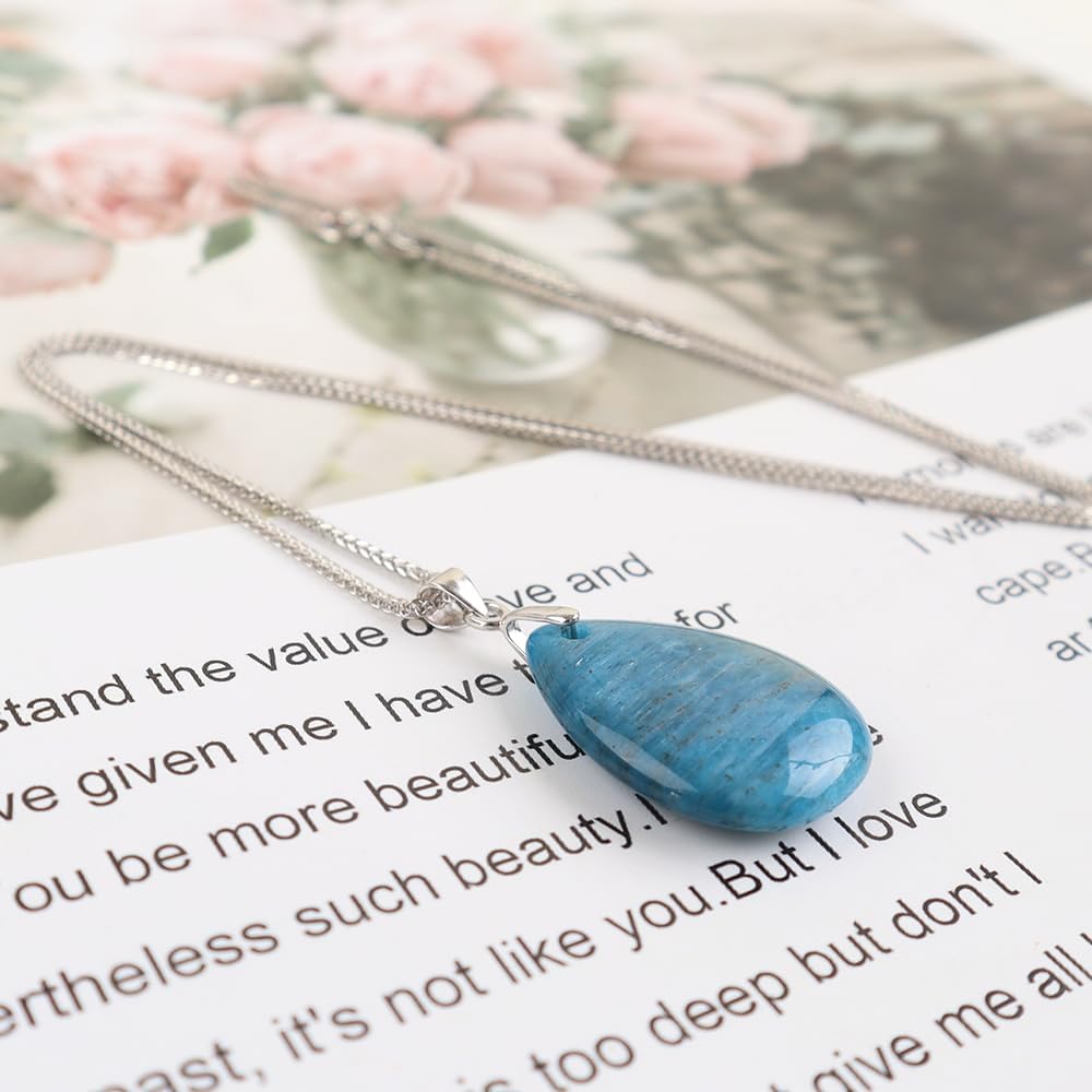 iSTONE 925 Sterling Silver Natural Crytral for Womens Pendant Necklace, Gemstone Birthstone with 17.8" Silver Chain Ladies - Image 7