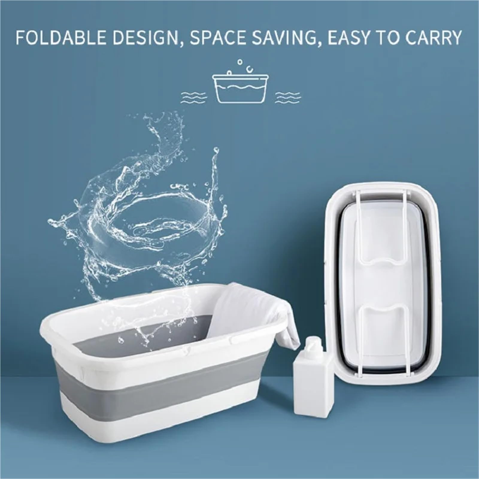Cubo Plegable Cubo de Lavado de Autos Plegable de Silicona portátil, Cubo de fregona Grande, Cubo Rectangular de plástico Grueso for el hogar