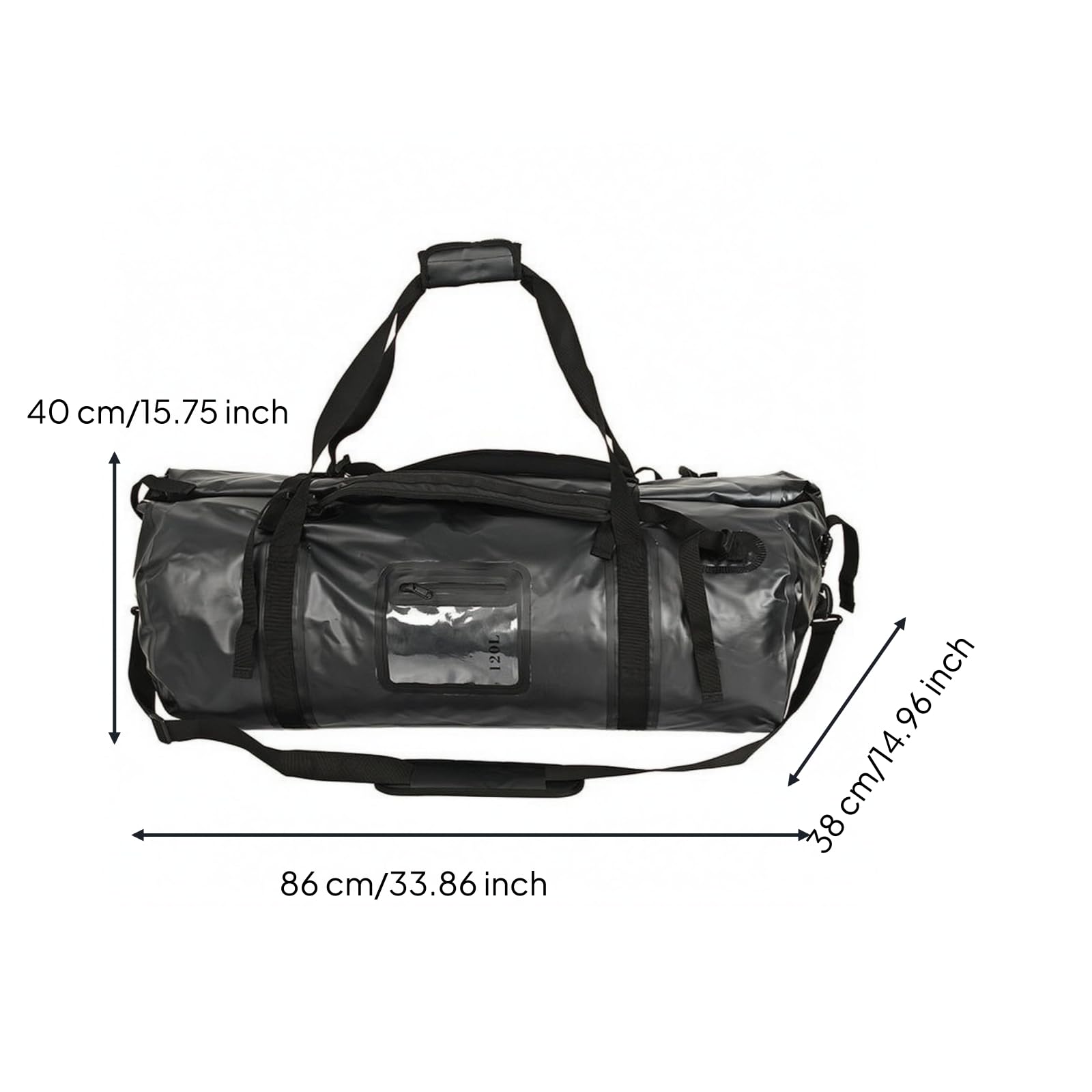 F Fityle Bolsa Estanca de Viaje Impermeable Mochila Maleta Saco Equipaje con Transporte como Mochila Superiores y Laterales PVC 500D y Cierre Enrollable, Negro, Negro