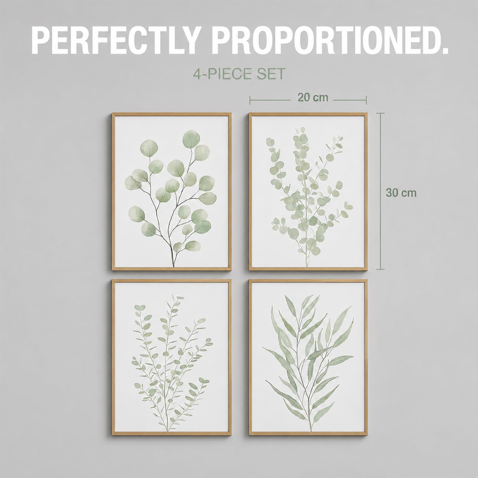 4-częściowy zestaw sztuki botanicznej dekoracja ścienna z eukaliptusem szałwia zielona dekoracja ścienna do łazienki kuchni sypialni na ścianę zestaw plakatu na ścianę stolik ścienny