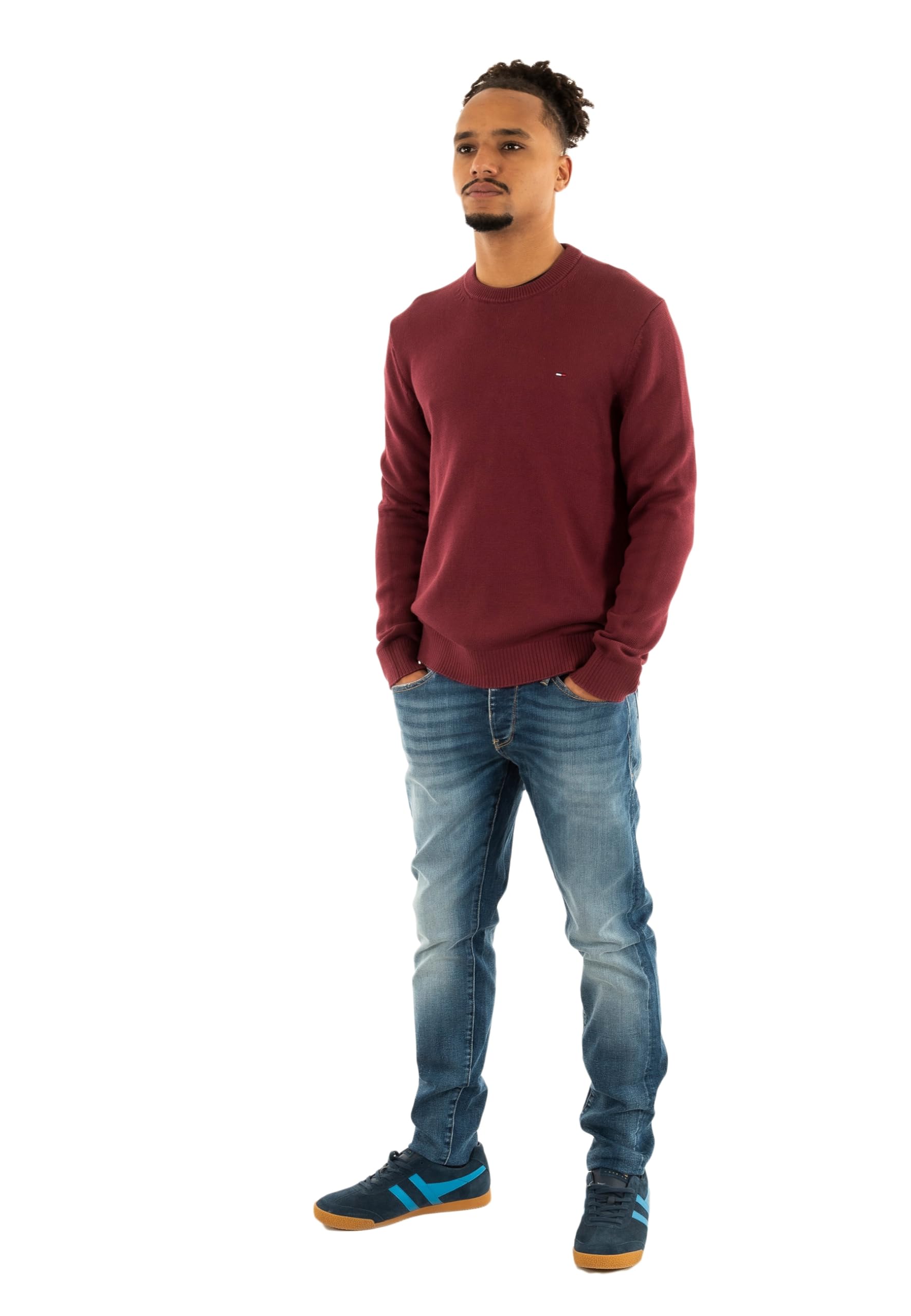 Tommy Jeans Men's TJM Slim Ess Sweater Ext Dm0Dm21787 Pullover, Red (Red Wine), XS
