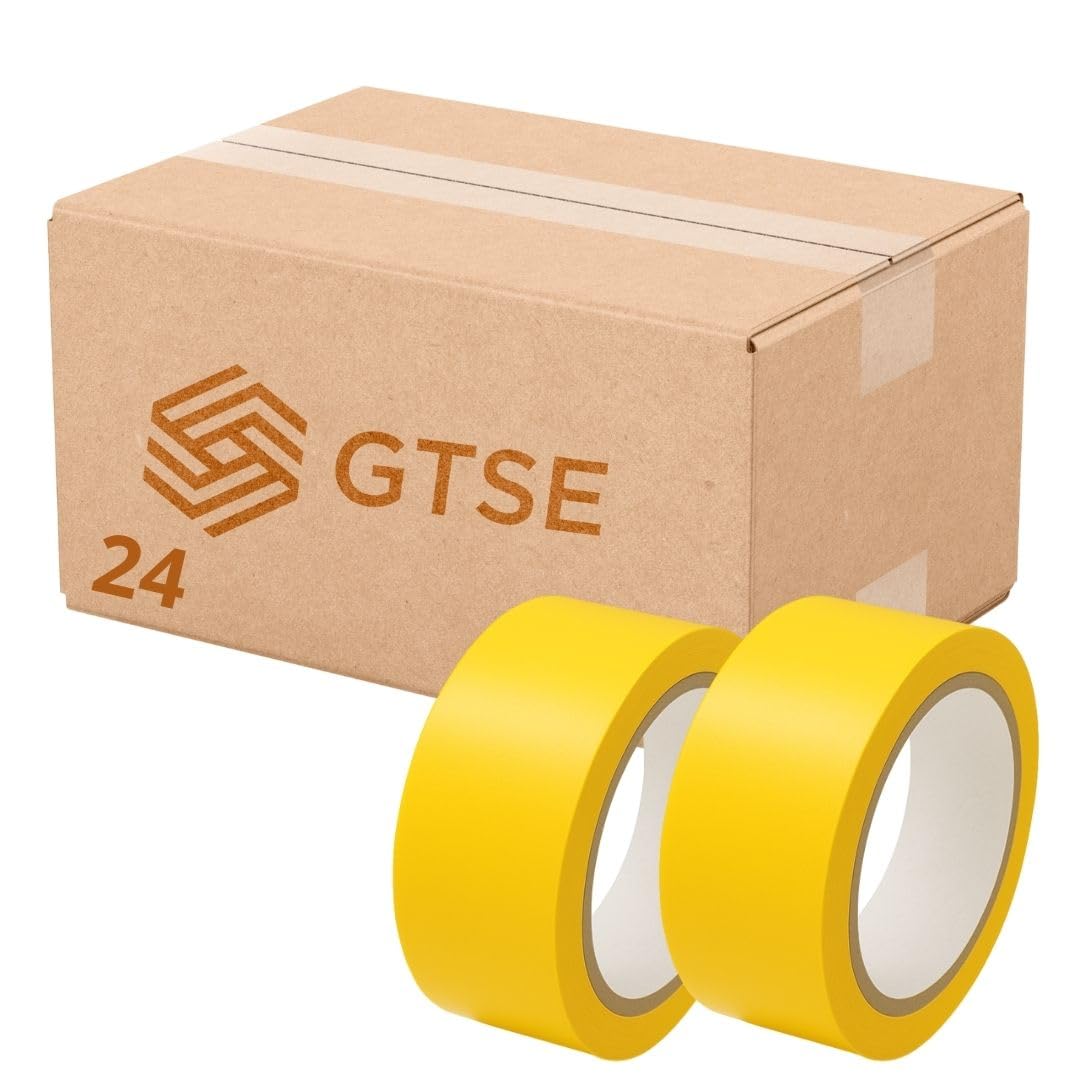 GTSE 50mm x 33m, Yellow, PVC Vinyl Floor Tape, 24 Rolls, Safety Marking Tape, 0.15mm Thick, Suitable for Dance Floors, Gyms, Warehouse, Sports Industry โ image 1