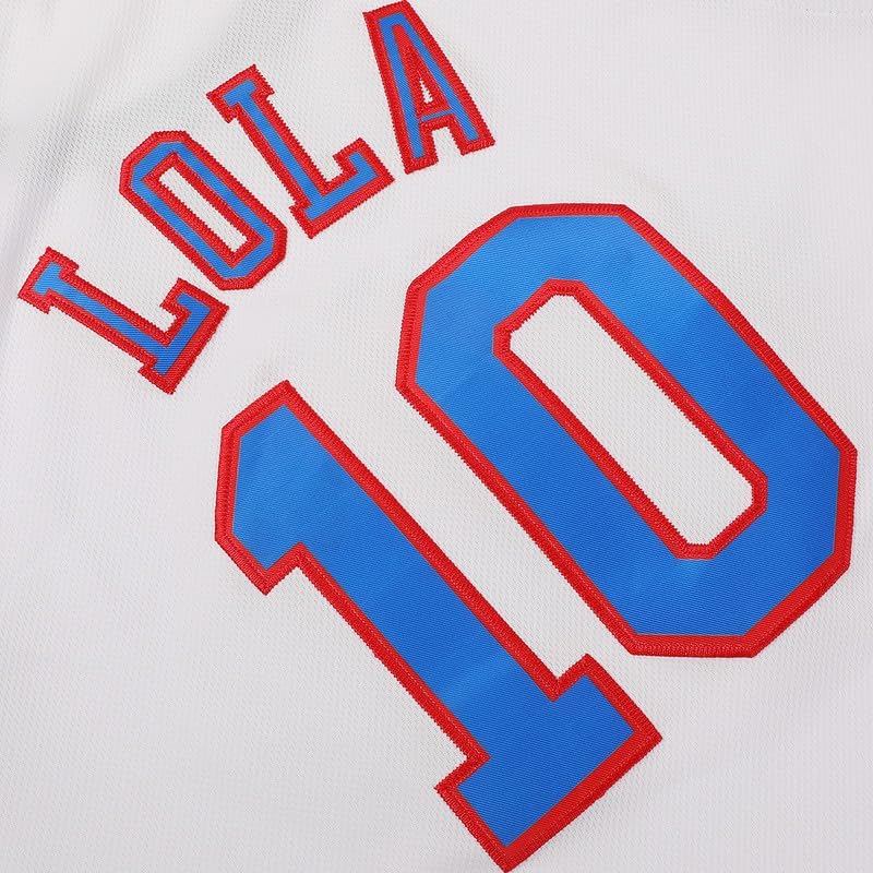 Women Lola #10 Jersey Space Movie Halloween Costumes Cheerleading Top&Shorts Outfit with 4pcs Accessories XS-XXL - Image 3