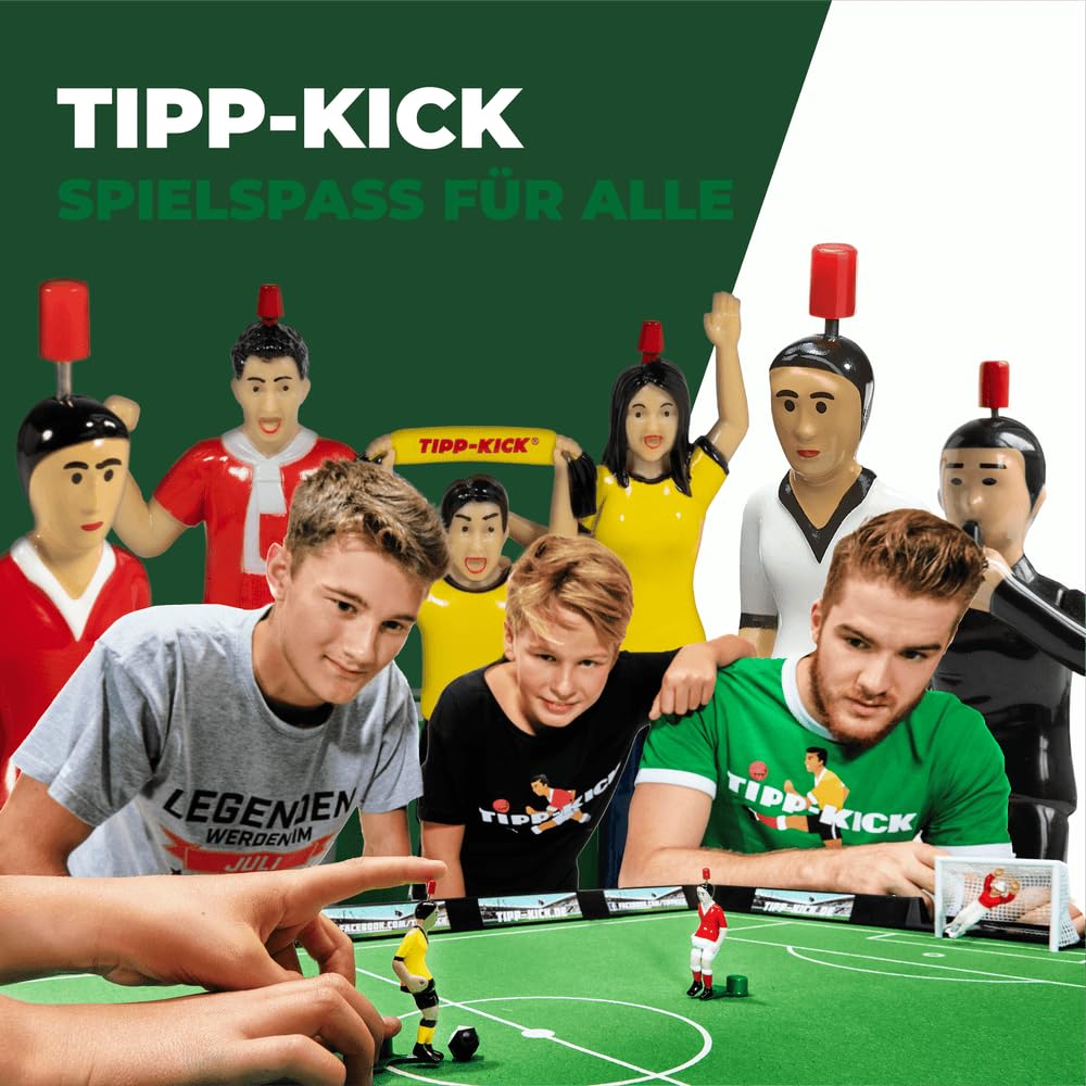 TIPP-KICK Spiel Cup Tischfußball-Set - Hochwertiges Premium Fußball-Spiel mit Spielern, Torwarten, Netz-Toren, Bällen und extra-großem Spielfeld aus Filz, Geschenkidee für Fans