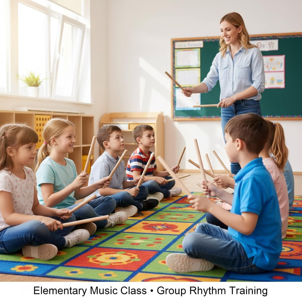 60 Pack Rhythm Sticks, 12 Inch Wood Music Lummi Stikcs for Kids Bulk, Natural Color