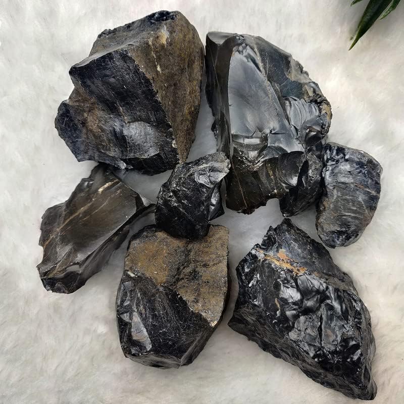 Image of Brown Obsidian Crystal Raw for Meditation & Reiki (200 Gm) | Natural Gemstone for Protection & Grounding | Decorative Crystal Showpieces for Vastu Home Decor & Office Desk Decoration (2-4 Pcs)