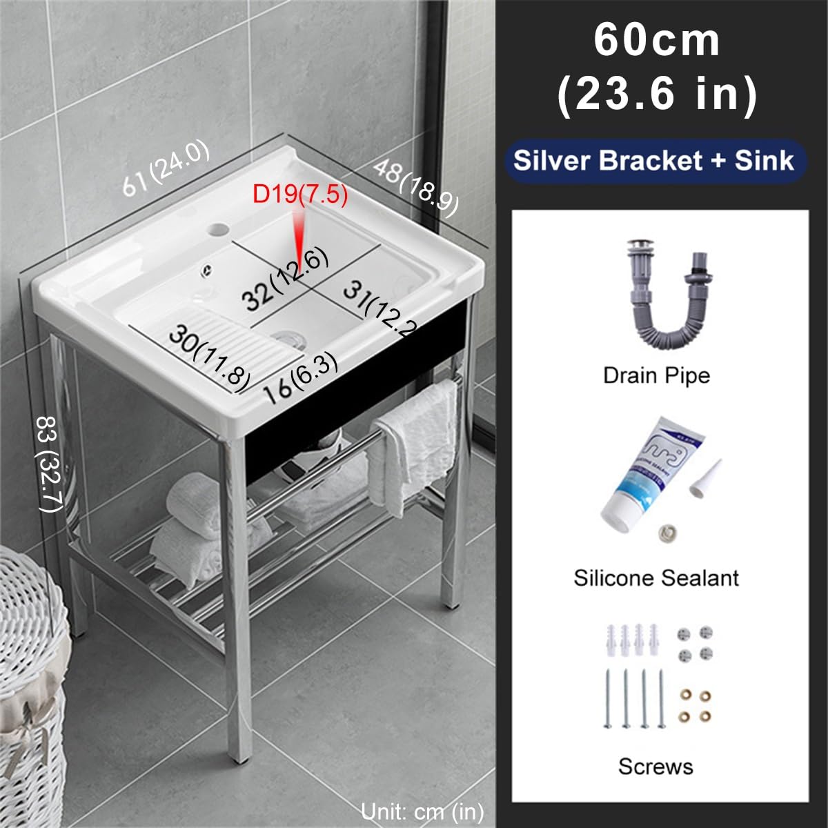 Vanity - Mobile da bagno ad angolo salvaspazio da 89,9 cm, con armadietto in metallo e rubinetto, design moderno e piccolo, con funzionale lavandino a pedale per la massima efficienza, colore: nero