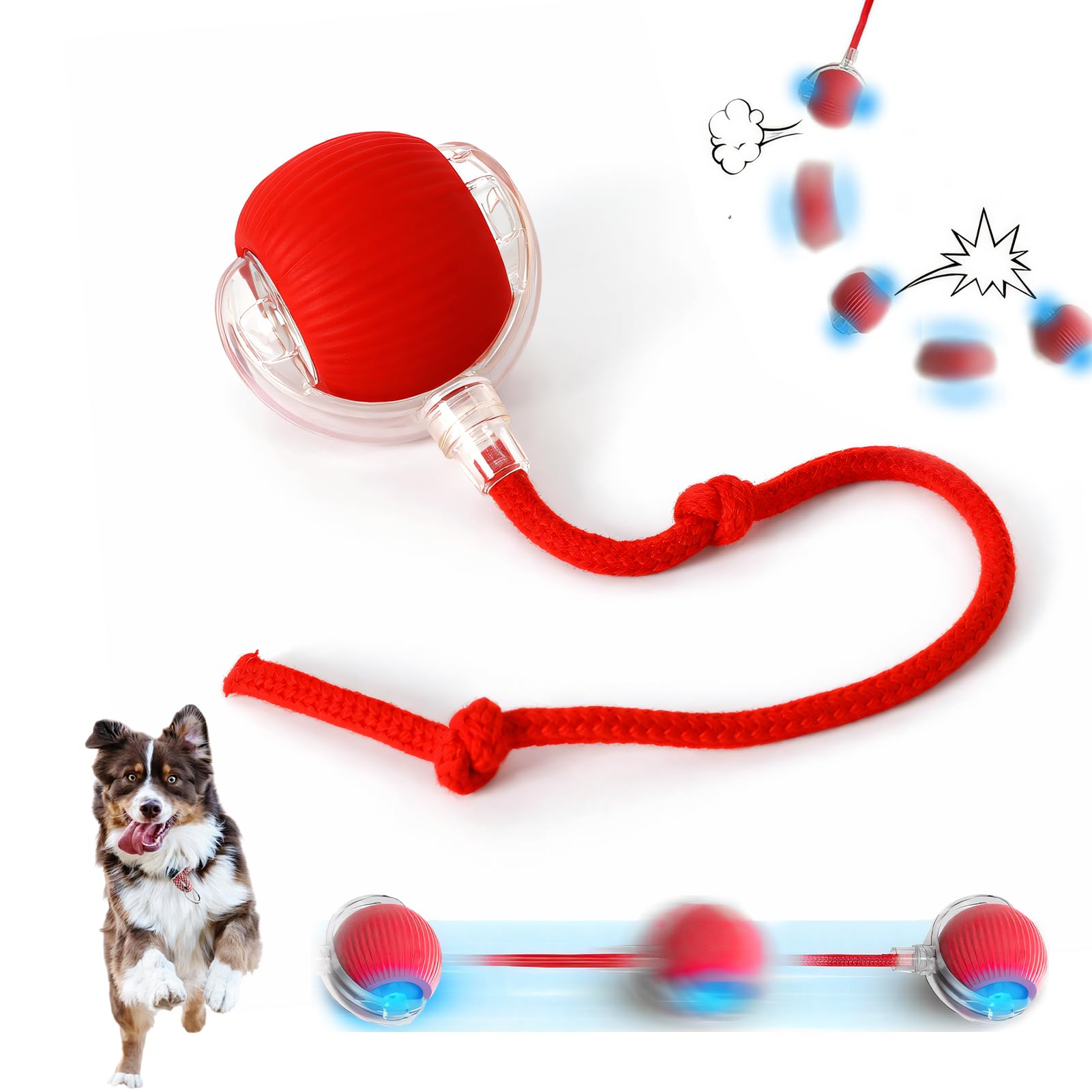 Interactive Cat Toy Smart Rolling Ball for Dog 360° Automatic Rechargeable Electric Kitten Ball Self Moving Agile with Tail Active Play and Chase 3 Modes Stimulate Cats' Hunting Instincts Indoor Bored