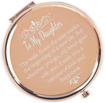 REHALY Daughter Wedding Gift from Mom Dad, Bride Gifts for Wedding Day, Unique Wedding Keepsake Gifts for Daughter from Mom on Wedding Day, Rose Gold Compact Mirror for Her