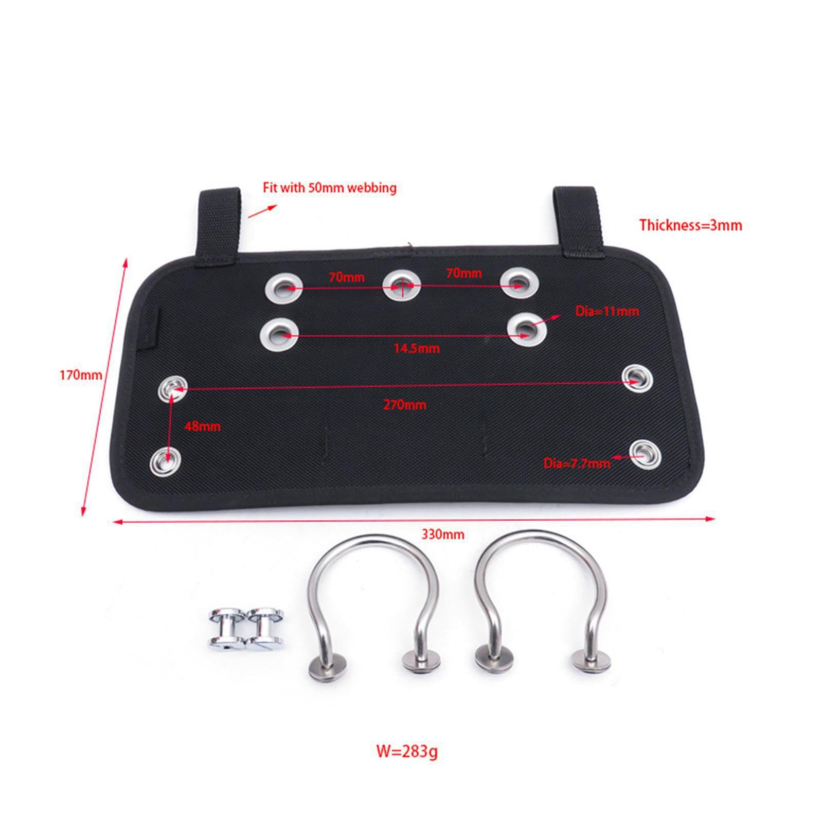 Placa de Culata Lateral de Acero Inoxidable para Buceo técnico. Fijación fiable. Asas robustas. Compatible con Correas Entrepierna Cualquier tamaño. Placa Culata Lateral para Chaleco
