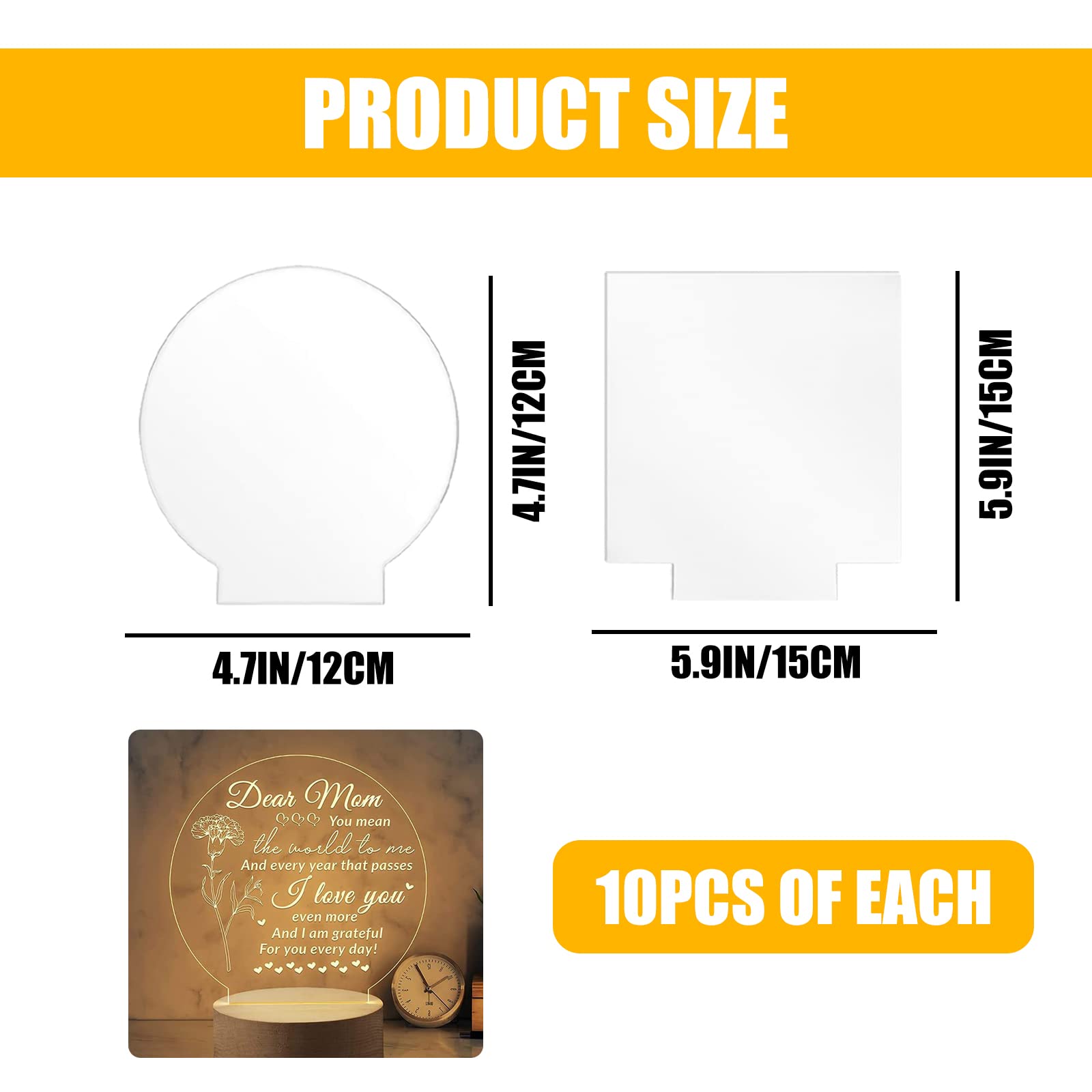Acrylplatte Transparent Runde Quadrate Platten: 20 Stück 2 mm Acrylglas Platten, Transparente Acrylplatte Runde Quadrate Für LED Lichtbasis, DIY Display Projekte, Handwerk