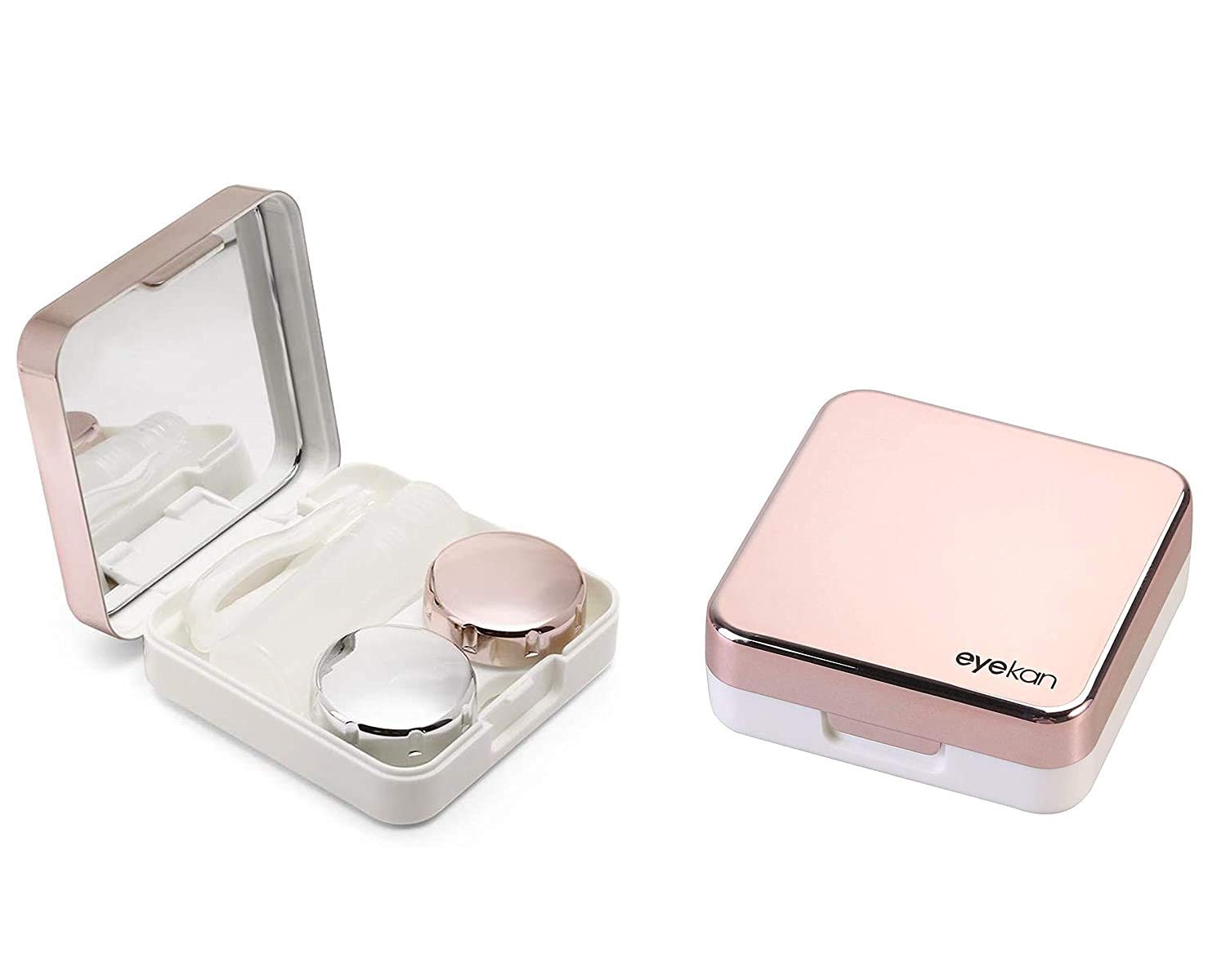 Eyekan Travel Contact Lens Case Box with Mirror (Rose Gold)