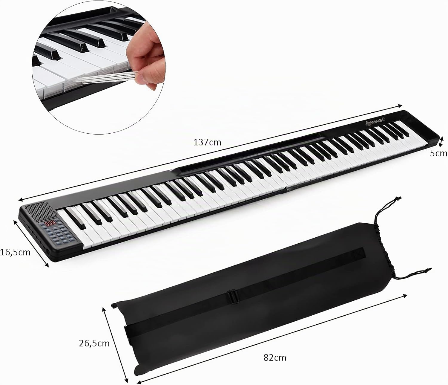 GOPLUS Piano Digital 88 Teclas Portátil, Piano Electrónico Teclado con MIDI Bluetooth, 128 Tonos, 128 Ritmos, Pedal y Bolsa de Transporte, Piano Multifuncional Plegable para Niños y Principiantes