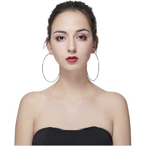 Hypoallergenic Extra Large Basketball Hoop Earrings for Women Men - Big Thin Hoop Earrings