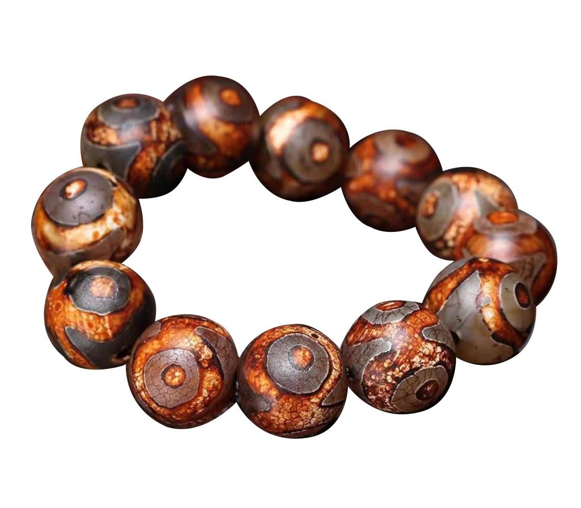 Korale modlitewne, bransoletki z koralików, bransoletka z koralików Feng Shui Dzi, tybetańska mala modlitwa Budda Feng Shui buddyjska medytacja Amulet Trzy oczy Dzi bransoletka z koralików Kobiety Męż