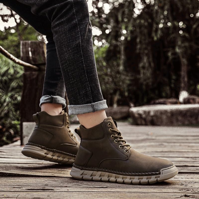 Shoes Men's Warm High-top Non-slip Leather Boots Comfortable Thick-soled Lace-up Oxford Shoes Men Versatile Casual Shoes for Travel Outdoor Activities3