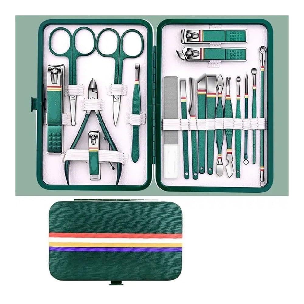Set di tagliaunghie, 19 pezzi, set per manicure in acciaio inox, con borsa pieghevole, kit per manicure, forbici, strumento di bellezza per piedi, tagliaunghie e tagliaunghie per dita dei piedi