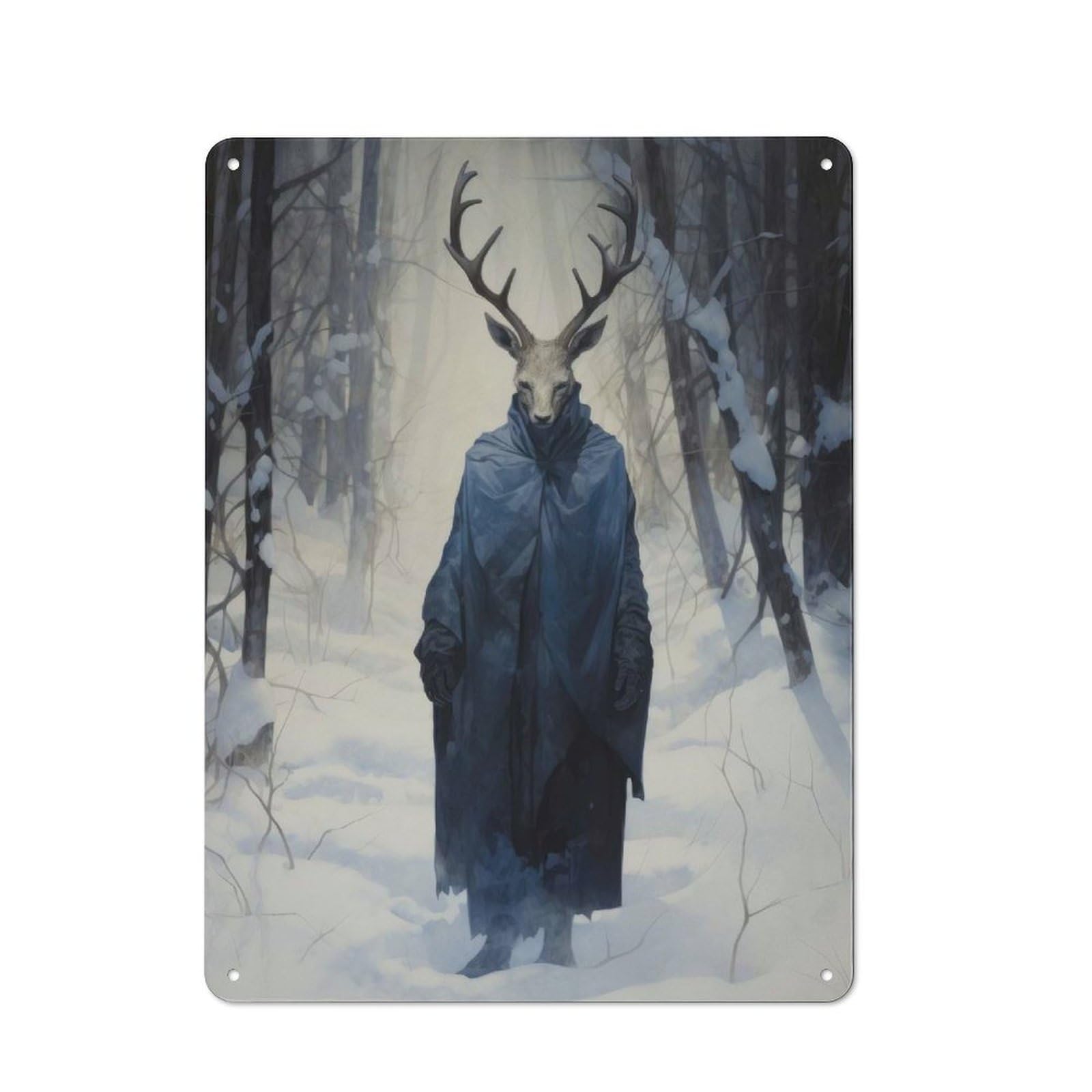 Tin Wall Sign with Surreal Forest Deer 01 Design 40x30cm, Classic Diner Style Decor for Bakery, Diner, Cafe Or Family Room