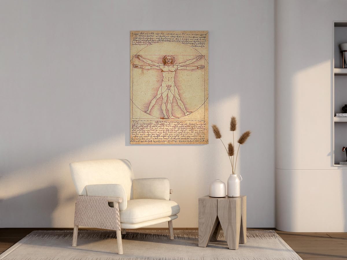 El Hombre de Vitruvio | Leonardo Da Vinci | Renacimiento | Cuadro Canvas Wall Art | Impresion Giclee lienzo algodon puro | Bastidor 3cm | 55x75cm