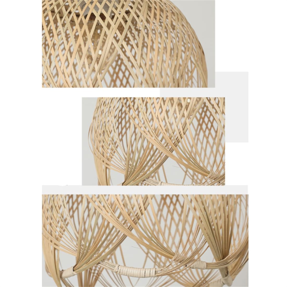 Lampadario A Forma Di Sfera Con Bocciolo Unico,Paralume In Rattan