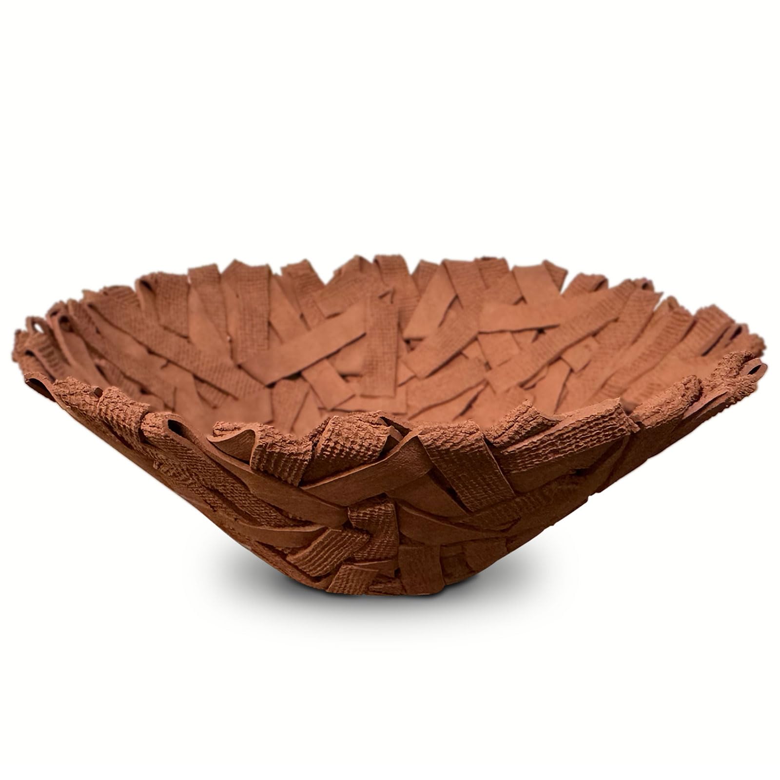 Ceramic Decorative Bowls for Home Decor Centerpieces Entry Table Vintage Unique Bowls Fluted Clay Fruit Bowl Modern Coffee Table Pottery Bowls Handmade (Brown 8 Inches)