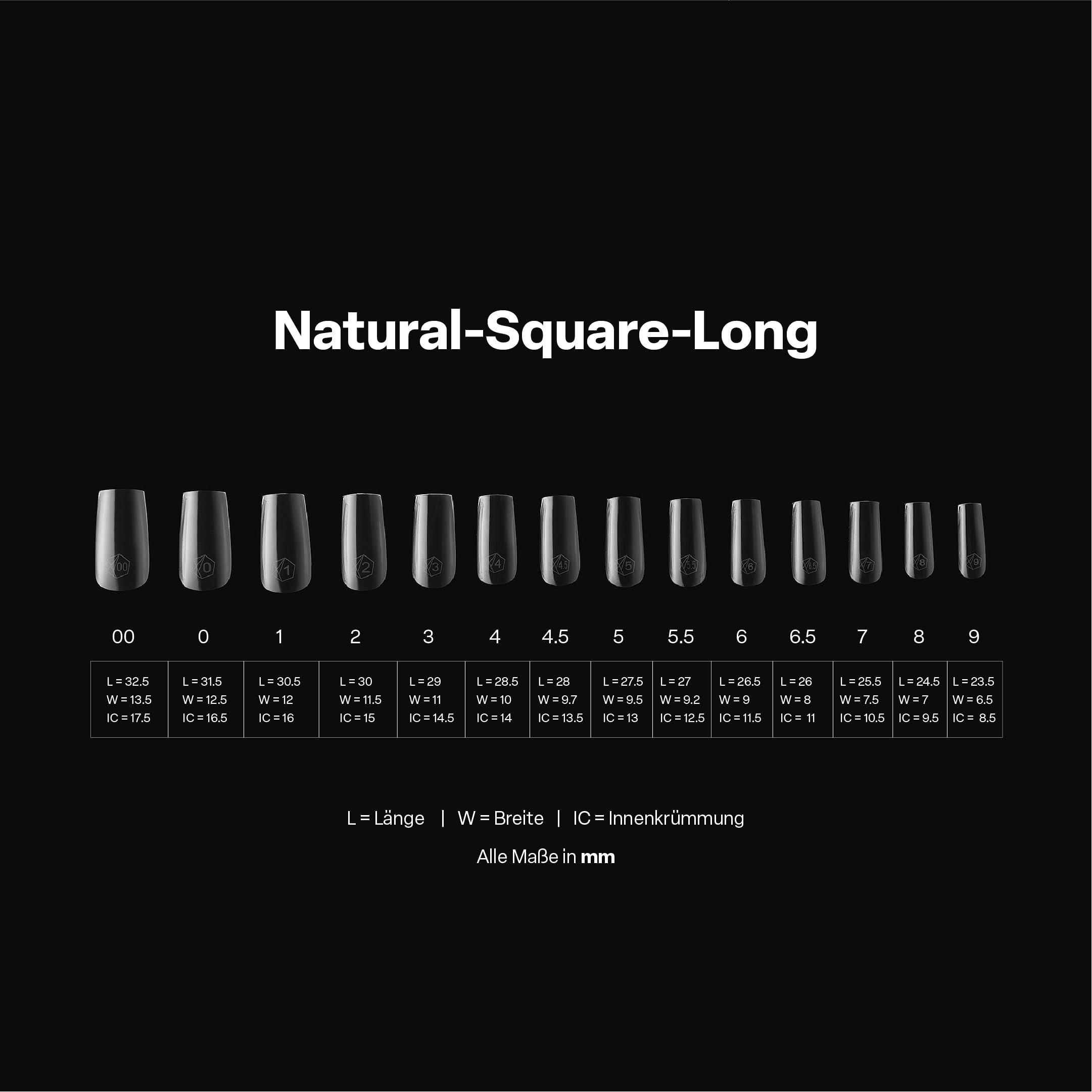 Apres Gel-X® Square Box of Nail Tips | 280 Soft Gel Tips, 14 Sizes 00-9 | Half-sizes Included (Sculpted Square Medium, 280 Count) (Natural Square Long, 280 Count)