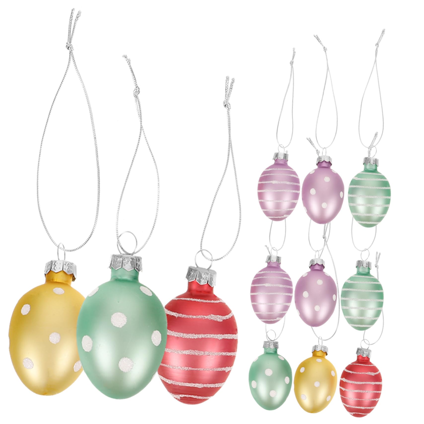 2 Sätze 2 Sets Glas Ei Anhänger Eiförmiger Baum Hängeschmuck Osterei Hängeornament Motto Dekoration Festival Themen Hänge Ei Ornamente Ostern 12 Stück * 2