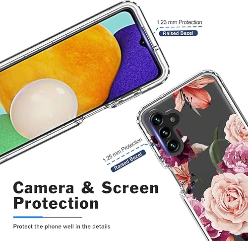 Miniatura 2 de Funda para Galaxy A13 5G, SM-A136U con protector de pantalla de vidrio templado, cuerpo completo, lindo diseño floral, a prueba de golpes, funda
