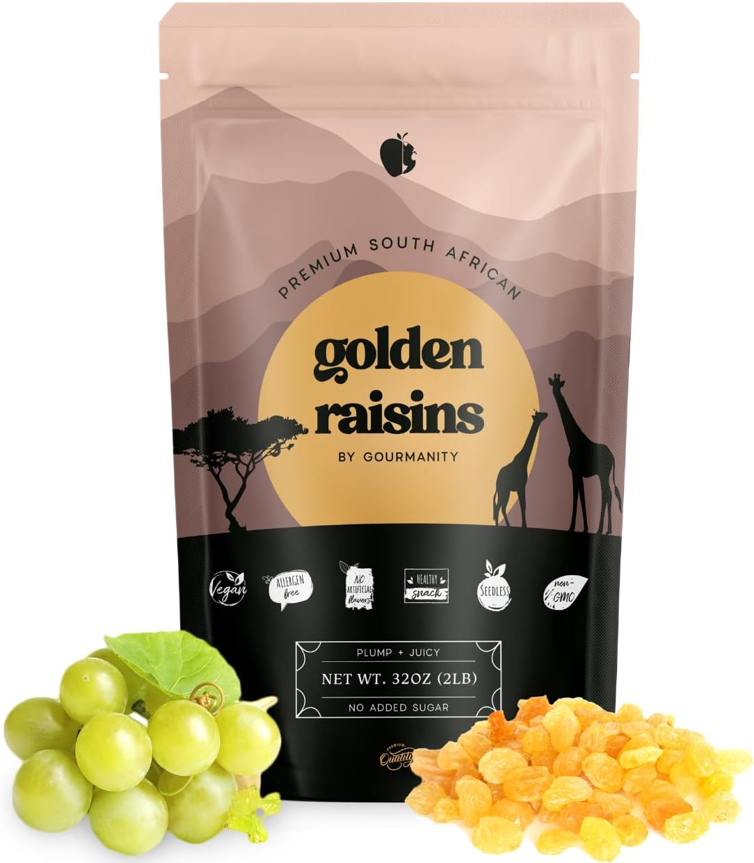 Gourmanity Golden Raisins, Naturally Sweet South African Raisins Bulk, Great Choice for a Healthy Snack, Seedless Juicy Sultanas for Baking, Freshly Packed in Resealable Bags, No Added Sugar, Gluten
