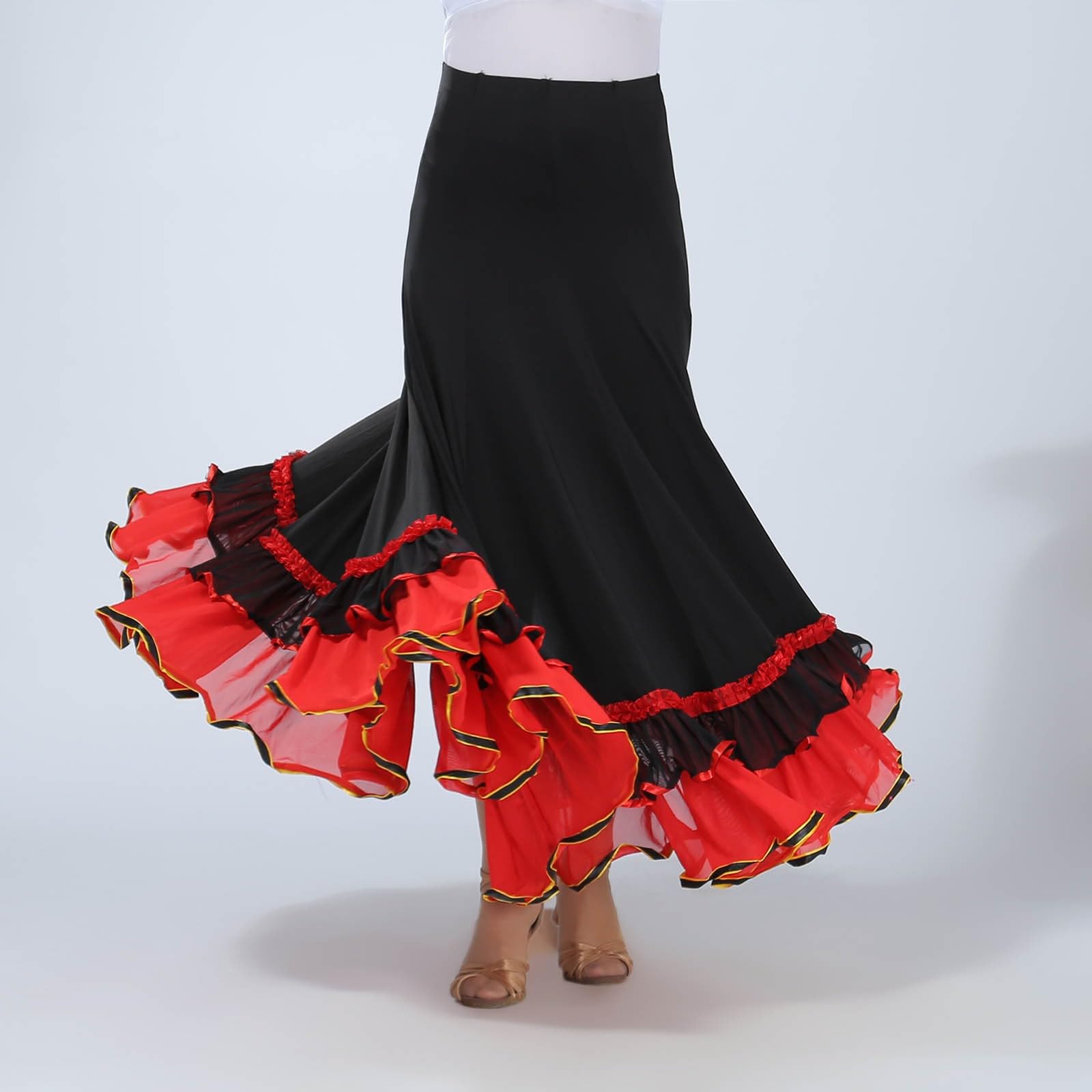 Générique Jupe de Danse Traditionnelle pour Femme Fluide et élégante à Couches Multiples Parfaite pour Les Spectacles et événements festifs