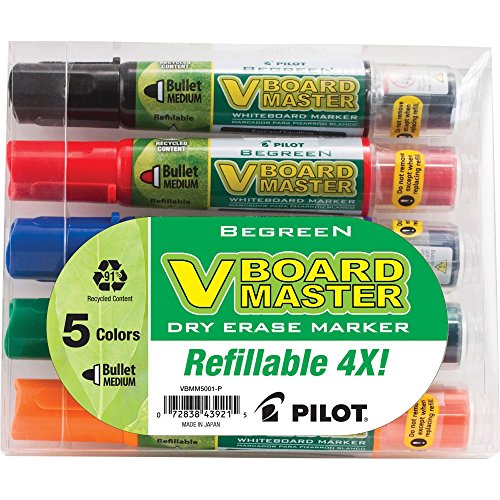 Pilot Corporation 43921 Whiteboard Marker, Refillable, Medium Bullet Pouch, Ast
