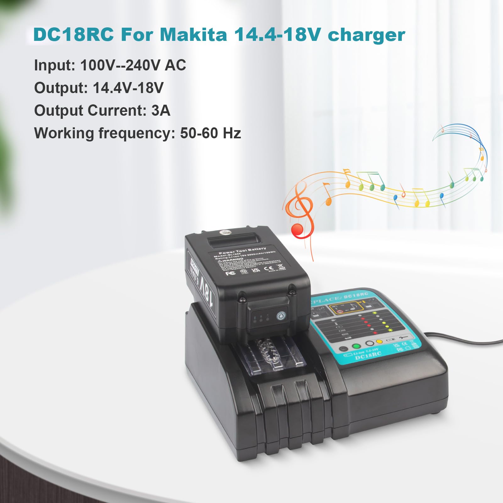 Batterie et chargeur 18 V 5,0 Ah pour batterie Makita LXT DC18RC Chargeur rapide Compatible avec toutes les batteries Makita 14,4 V-18 V Li-ion BL1850 BL1840 BL1815 BL1830 BL1430