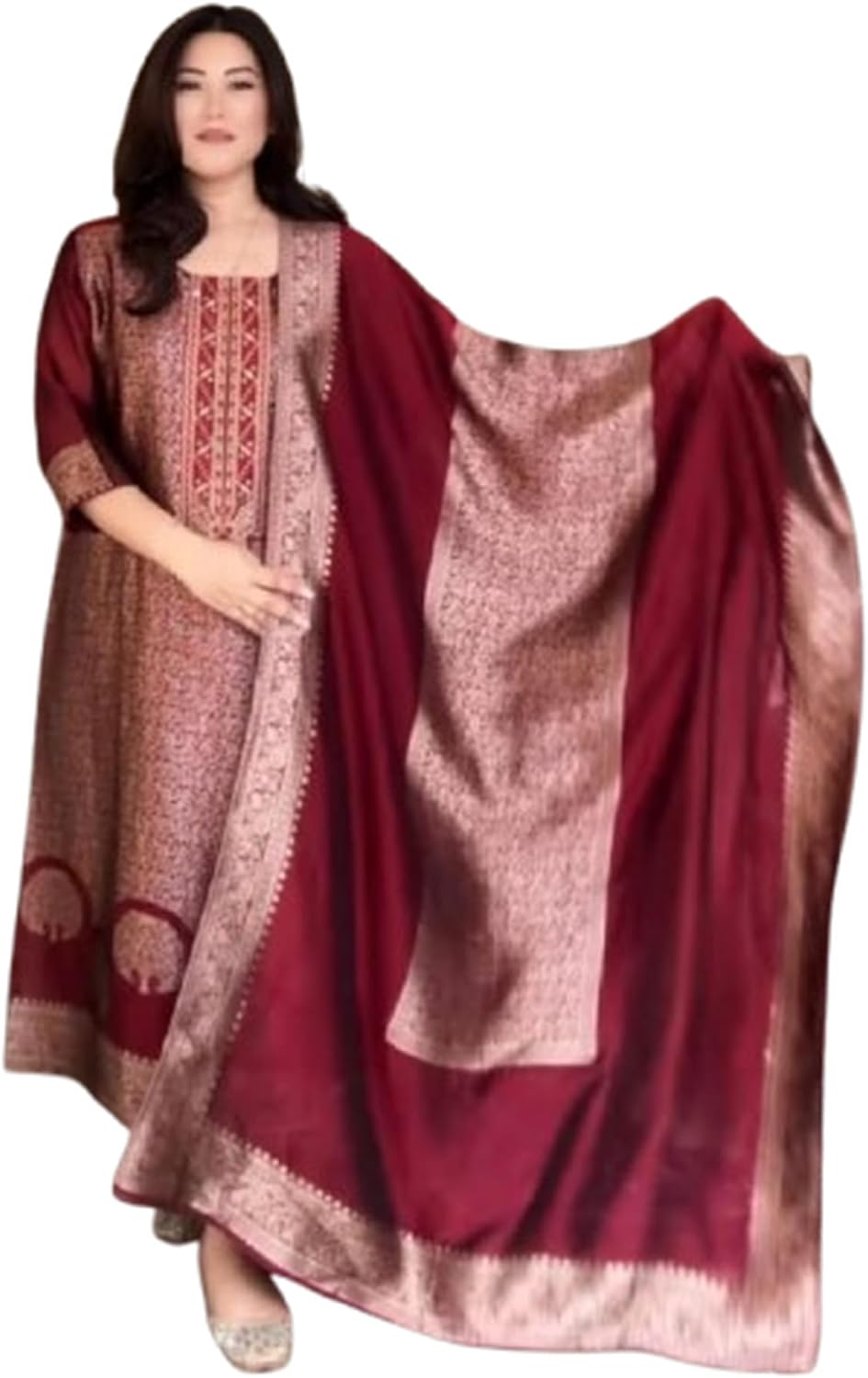 Pure Banarasi Kurta Set for Women with Dupatta, Traditional Indian Ethnic Wear, 3 Piece Outfit, Indian Wear