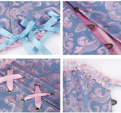 Wiantoniollis Women's Lacing Corset Top Satin Floral Boned Overbust Body Shaper Bustier Purple Small #TOP3