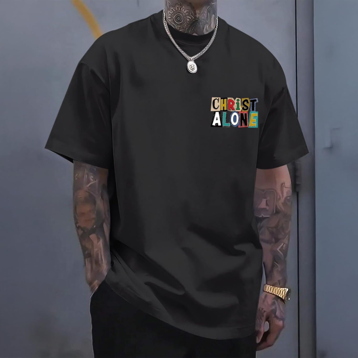 Christian Faith Shirts for Men Bible Verse Jesus God Shirt Oversized Religious Tshirts Graphic Tees Cotton Tops - Image 2